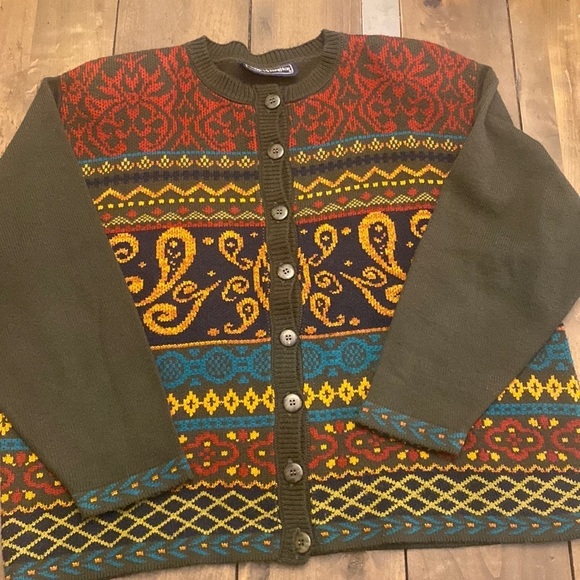 Maggie McNaughton vintage button up cardigan Icelandic knit size L granny - Picture 1 of 6